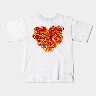 Chaotic flame valentines day heart Kids T-Shirt